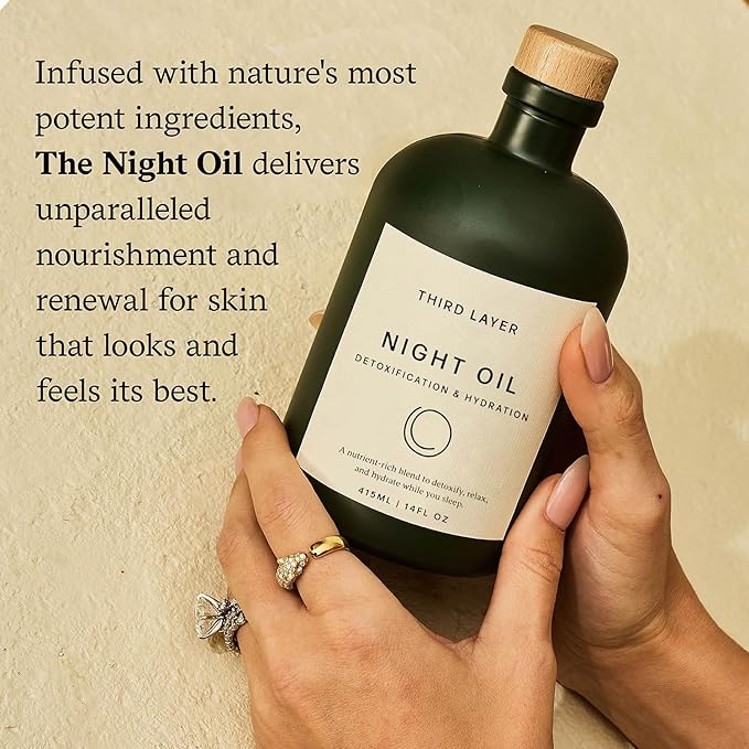 Third Layer Night Oil – 100% Organic Cold-Pressed, Hexane-Free, Extra Virgin Castor Oil with Magnesium & Frankincense, Body Serum for Skin Hydration & Evening Self-Care (14 fl oz)