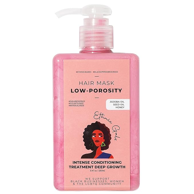 Ethnic Gals Low Porosity Hair Mask - Deep Moisture & Repair Treatment for Curly, Coily, Dry Hair with Shea Butter & Argan Oil, Restores Softness & Shine, 9.5 fl oz (280ml)