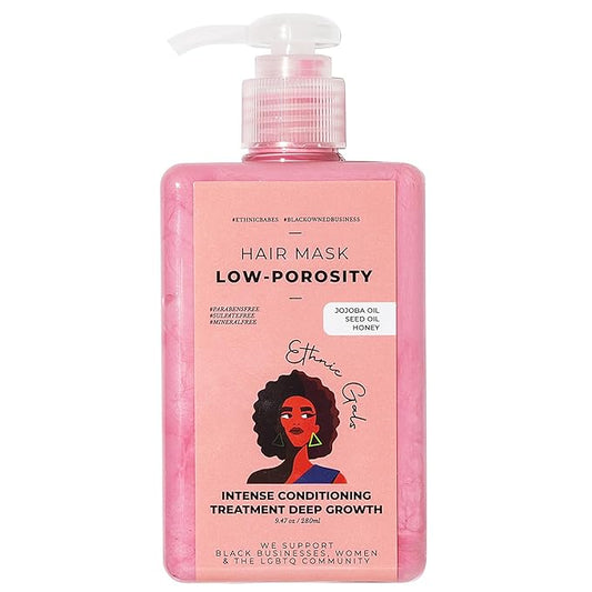 Ethnic Gals Low Porosity Hair Mask - Deep Moisture & Repair Treatment for Curly, Coily, Dry Hair with Shea Butter & Argan Oil, Restores Softness & Shine, 9.5 fl oz (280ml)
