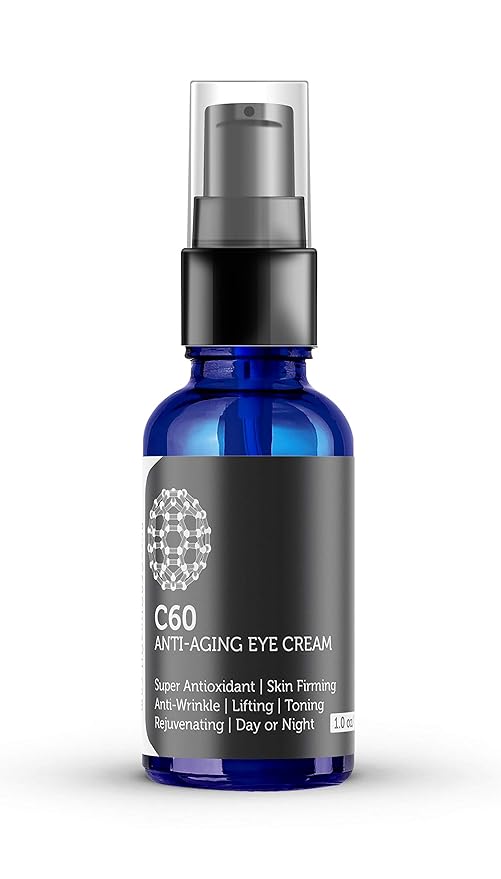 PureC60OliveOil.com C60 Anti-Aging Eye Cream 30ml with Matrixyl 3000, Tripeptide-5, Hydrating Botanical Hyaluronic Acid and Vitamin C for Men & Women Made with Organic Ingredients