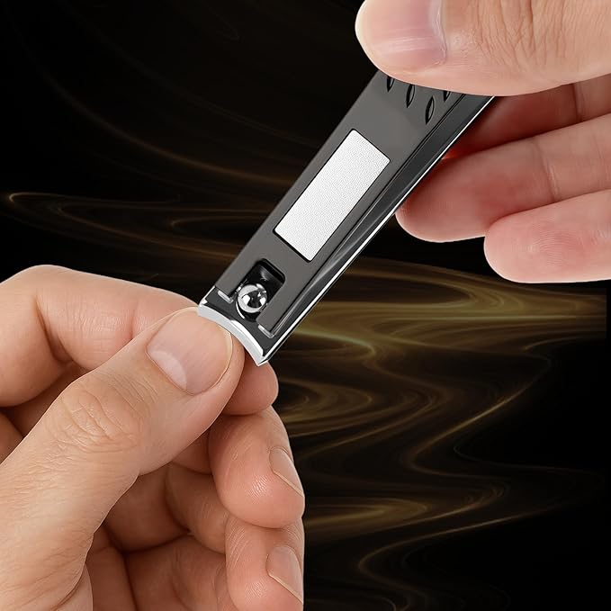 Nail Clippers Set, Curved Fingernail Clipper for Men Women Adult, Ultra Sharp Stainless Steel Fingernail & Toenail Clippers for Thick Nails (Black)