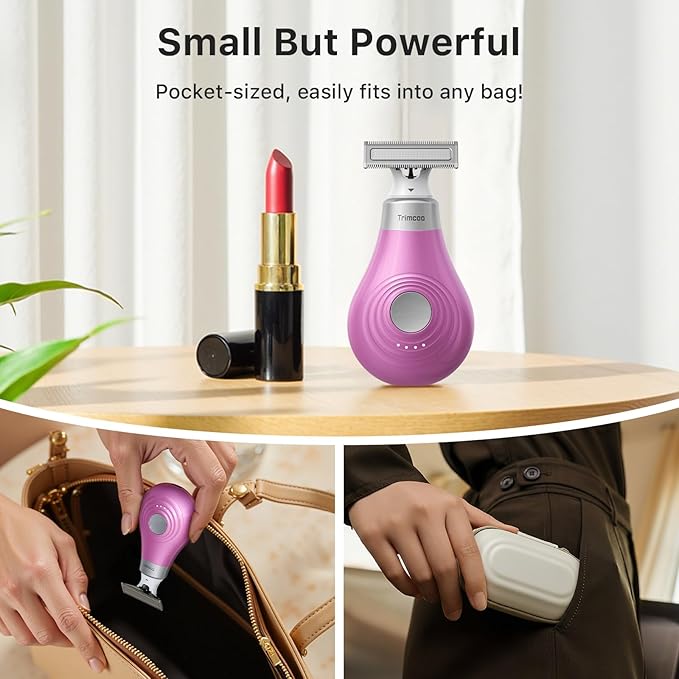 2026 New Bikini Trimmer for Women - Small But Powerful Electric Razors, Intimate Pubic Hair/Lady Facial Painless Removal, USB-C Cordless Body Shaver for Trip, Replaceable Wet/Dry Blade, Pink