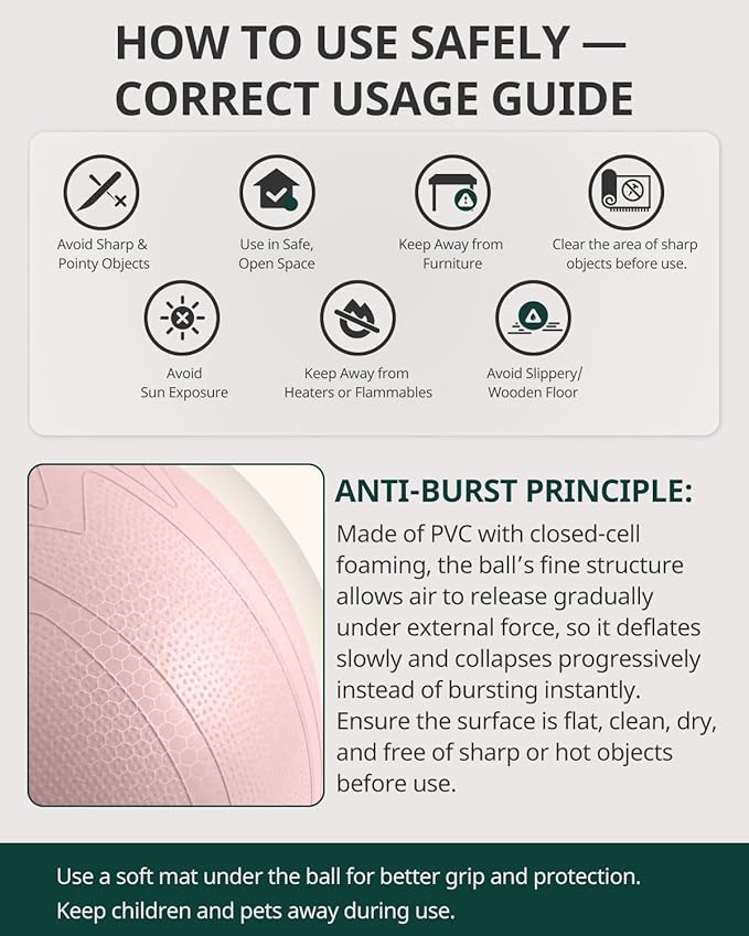 Trideer Pregnancy Birthing Ball - 1.7mm Extra Thick Yoga Ball for Maternity, Labor, Exercise, Physio, Recovery - Guide & Baby Memory Book Included - 440LB Anti-Burst & Non-Slip Stability