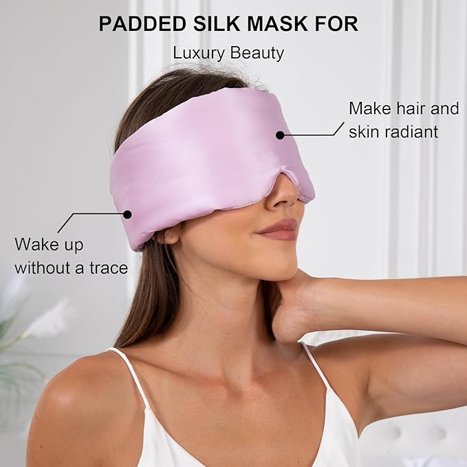 100% Mulberry Silk Sleep Mask for Women & Men Beauty Sleep, Adjustable Blindfold Silk Eye Mask for Sleeping Side Sleepers, Soft Pressure-Free Design for Home, Travel, Office, Napping, Christmas Gift