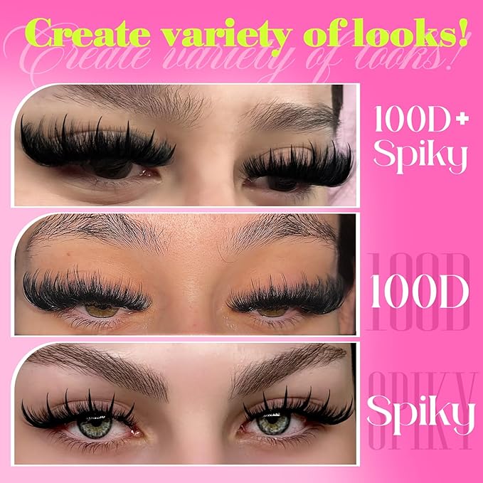 Yawamica Lash Clusters Kit with Spikes DIY Spiky Eyelash Extension Wispy Eyelash Clusters 12-20mm with 15-21mm Lash Spikes D Curl Individual Lashes DIY Lash Extension Kit with Bond and Seal Tweezers
