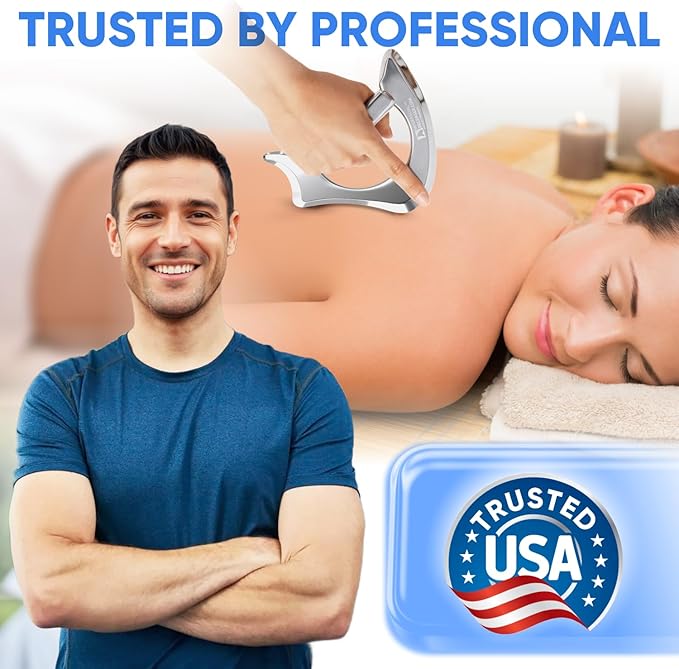 Professional Muscle Scraper - Patented IASTM Massage Tool for Physical Therapy, GuaSha Tool for Body Myofascial Release - Medical Grade 304 Stainless Steel
