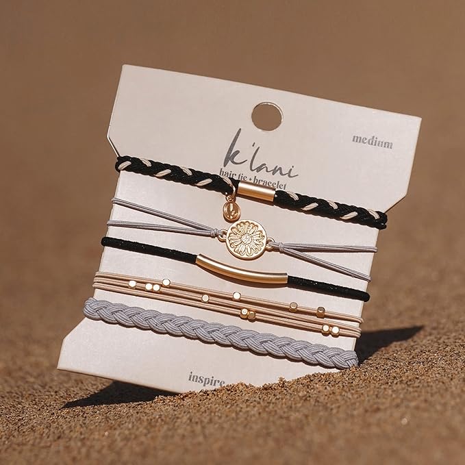 K'lani Hair Tie Bracelets for Women - Elastic Hair Bands That Double as Stylish Jewelry - Inspire - Medium