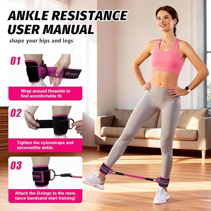 WHATAFIT Resistance Bands, Exercise Bands，Resistance Bands for Working Out, Work Out Bands with Handles for Men and Women Fitness, Strength Training Home Gym Equipment