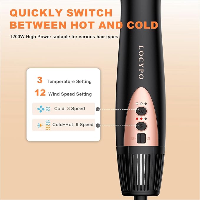 6-in-1 High-Speed Air Styler,110,000 RPM Professional Hair Dryer Brush-Fast Drying with No Heat Damage,Auto-Wrap Curlers for Effortless Salon Curls & Smoothing,Ionic Care & Travel Ready (Rose Gold)