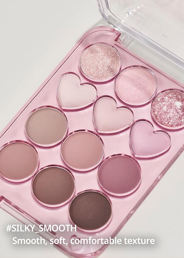 COLORGRAM Pin Point Eyeshadow Palette 02 Pink+Mauve= | Ultra-Blendable Matte, Glitter, Shimmer Shades for Daily Makeup | K-Beauty Eye Palette with Easy-to-Use Calculator Design