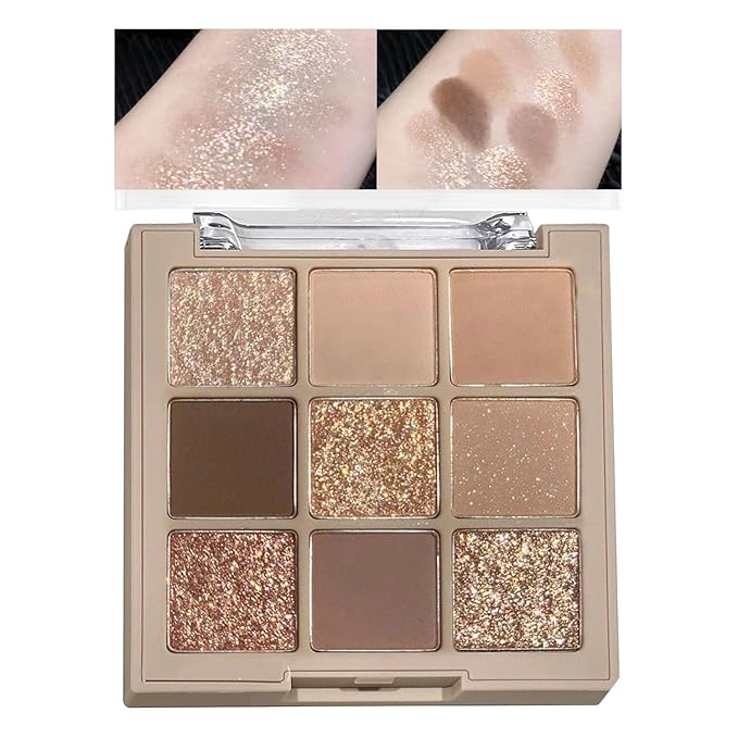 Nude Brown Matte Eyeshadow Palette Makeup, Champagne Gold Pearl Eye Shadow Palette Makeup, Highly Pigmented Eye Shadows For Older Women Eyes Naturing-Looking, Long Lasting Waterproof 05#