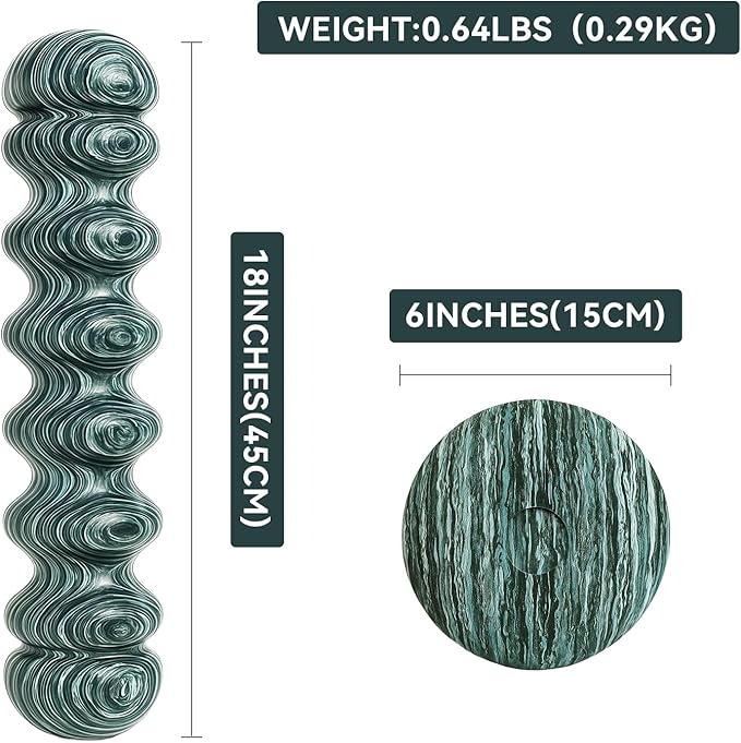 High-Density Foam Roller for Deep Muscle Massage of Legs & Back, Releases Muscle Pain, Pilates Fitness Yoga Pillar （Green Wave）