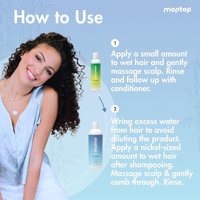 MopTop Sulfate Free Shampoo and Conditioner – Curly Hair Natural Shampoo and Conditioner Helps Restore Dry Damaged Hair & Reduce Frizz, Paraben Free Natural Hair Products for All Hair Types (2pk)