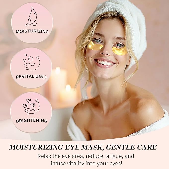 Onespring Under Eye Patches (24 Pairs) - Bridesmaid Gift, Valentine's Day Gift- 24K Gold Under Eye Masks for Dark Circles, Puffy Eyes, Wrinkles - Rejuvenating & Revitalizing Eye Skincare Treatment