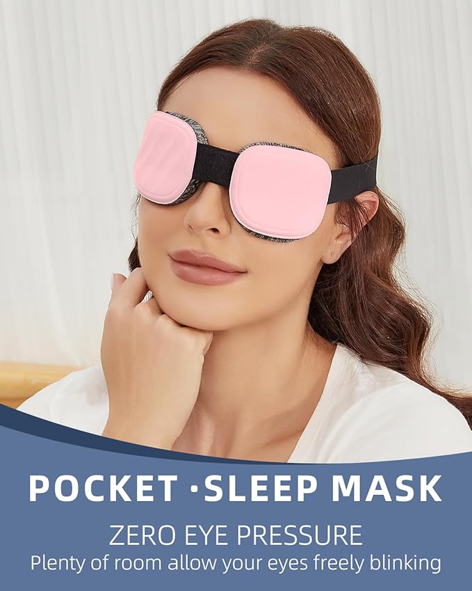 Fismool Sleep Eye Mask for Men Women, 3D Zero Intraocular Pressure Design,100% Light Blocking Sleeping,Suitable for Sleeping Mask, Exquisite Travel Storage Box（Pink）