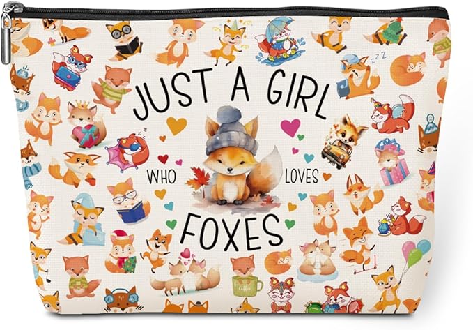 A Girl Loves Foxes Fox Gifts Fox Stuff Foxes Decor Cosmetic Bag Nurse Appreciation Graduation Christmas Birthday Gift Makeup Bag Funny Friendship Gifts for Women Best Friend Mom Teen Girls Sister