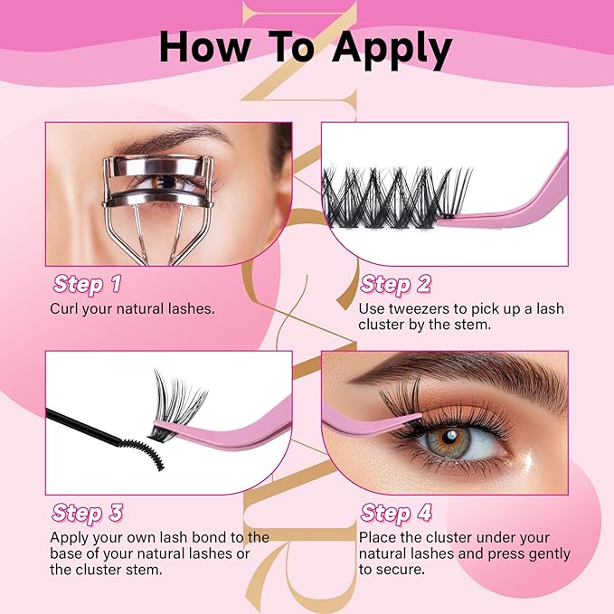 DIY Lash Extension Kit 280Pcs Individual Eyelash Extension Kit 30D40D 0.07D Curl 9-16MIX Lash Clusters Kit with Lash Glue Remover Applicator Easy to Use for Beginners