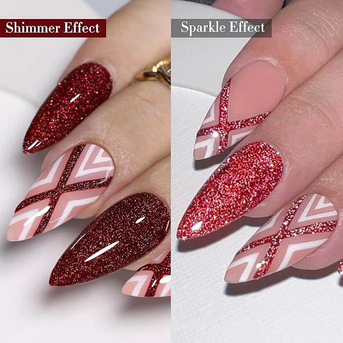 Double Rhythm 15ML Glitter Gel Polish Shimmer Reflective Holographic Color Magnetic for Nail Art Salon DIY at Home (Burgundy Glitter-B1157)