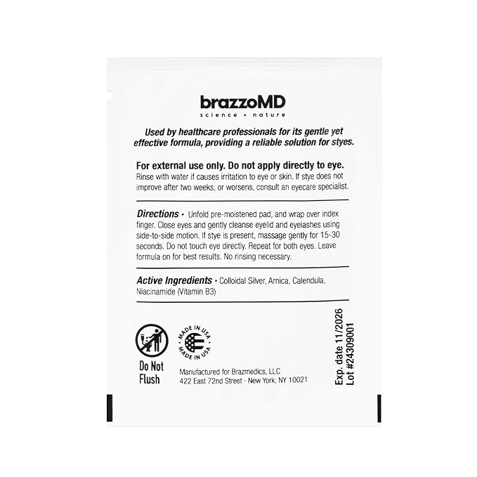 brazzoMD StyeRx Individual Eyelid and Lash Wipes for Stye Relief, Chalazions - Box of 60