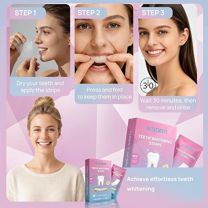 Teeth Whitening Strips 7-Day Treatment (14 Strips) - Enamel Safety Whitening Strips Gently and Effectively Remove Tooth Stains, Transparent Strips for Teeth Whitening,Restoring Confident Smile