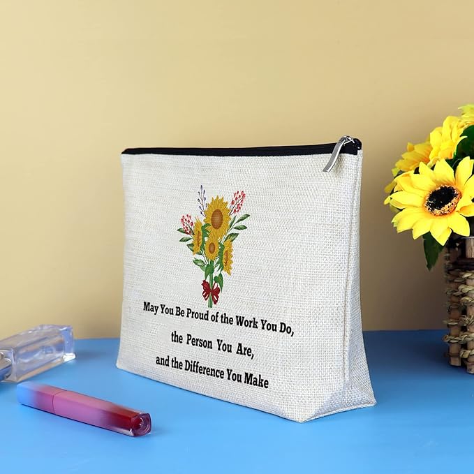 Social Worker Appreciation Gifts Makeup Cosmetic Bag for Women Volunteer Gifts Coworker Employee Leaving Going Away Farewell Gifts Inspirational Gifts for Mom Nurse Teacher Grandma Retirement Gifts