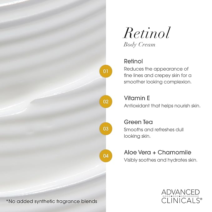 Advanced Clinicals Unscented Retinol Body Lotion & Face Moisturizer + Coconut Oil Body Cream For Women & Men | 2PC Skincare Set Helps Reduce Appearance Of Crepey Skin + Irritated Dry Skin, 2pc Set