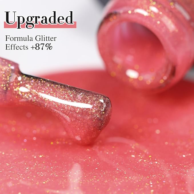 Double Rhythm 15ML Glitter Gel Polish Shimmer Reflective Holographic Color Magnetic for Nail Art Salon DIY at Home (B1142)