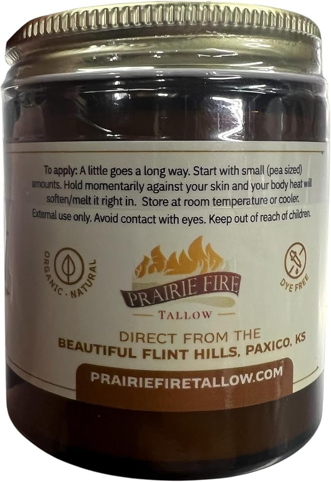 Grass Fed Beef Tallow Balm - 4 oz - Made in USA - Organic Grass Fed and Finished Tallow - Moisturizing Skin Care Lavender