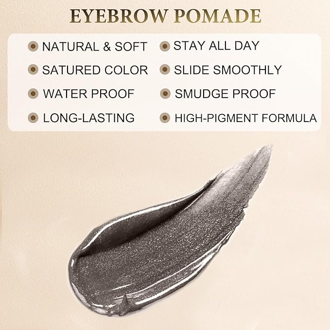 LAVONE Eyebrow Stamp Stencil Kit for Eyebrow, Brow Stamp Trio Kit with Waterproof Eyebrow Pencil, Eyebrow Pomade,20 Eyebrow Stencils,Dual-ended Eyebrow Brush and Sponge Applicator - Dark Grey