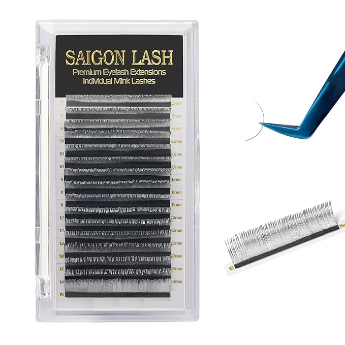 Eyelash Extensions, Mink Lash, Volume & Classic Lashes for Professionals, J/B/C/CC/D/L/M Curl, 4-15mm Length, Soft Korean PBT Fiber, 16 Rows Lash Tray (New Sliver-CC-0.07-8-15mm)