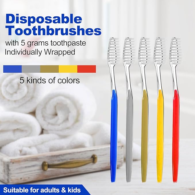 Disposable Toothbrushes with Toothpaste (5 Colors) (500)