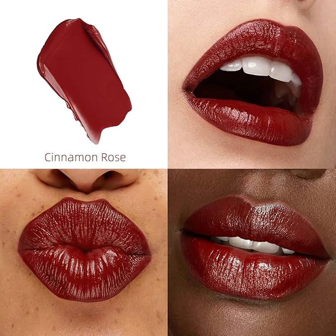 ilembane Deep Red Moisturizing Lipstick – Hydrating Cream Lip Balm for Dry, Chapped Lips, Bold Glossy Finish, Lightweight Vegan Lip Color, Long-Lasting Smooth Wear for Women & Girls (Cinnamon Rose)