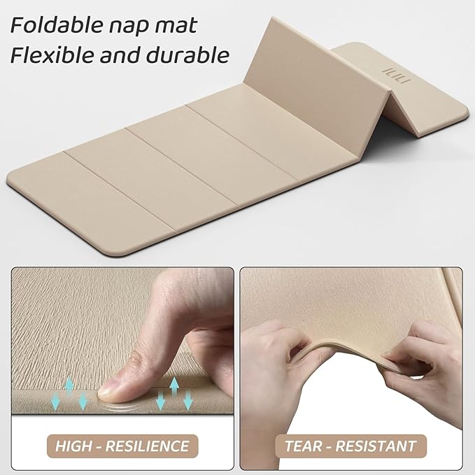 ILILI Foldable Yoga Mat 71 * 24 * 0.3'' - TPE Non-Slip Fitness Mat for Home，Waterproof & Lightweight (2lb) for Home Gym, Pilates & Stretching,Fitness Workouts