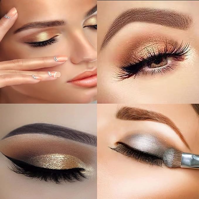 Sparkle Eyeshadow Palette - 6 Colors Glitter Eye Shadow Palettes Highly Pigmented Long Lasting Waterproof Sweatproof Professional Nudes Warm Natural Neutral Smoky Cosmetic Eye Palette Set Gold (#05)