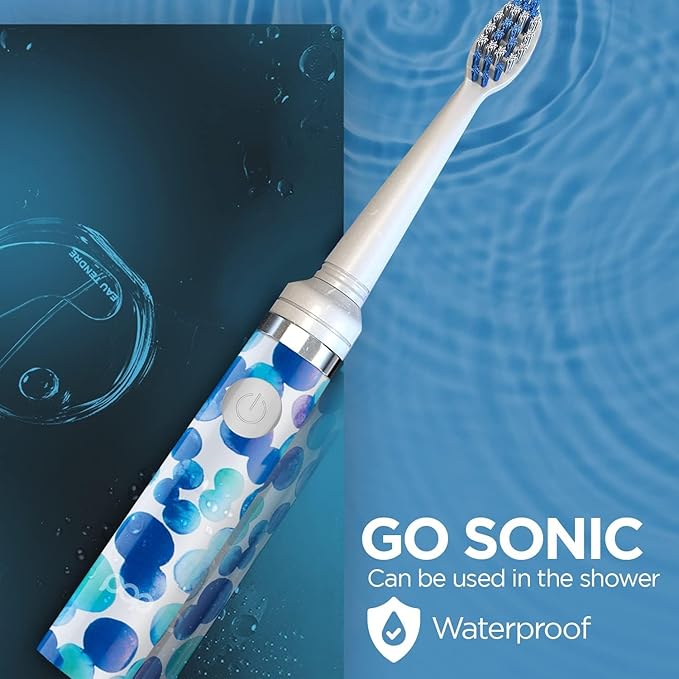 Pop Sonic Electric Toothbrush (Blue Bubbles + 8 Brush Heads) - Travel Toothbrushes w/AAA Battery | Kids Electric Toothbrushes with 2 Speed & 15,000-30,000 Strokes/Minute, Dupont Nylon Bristles