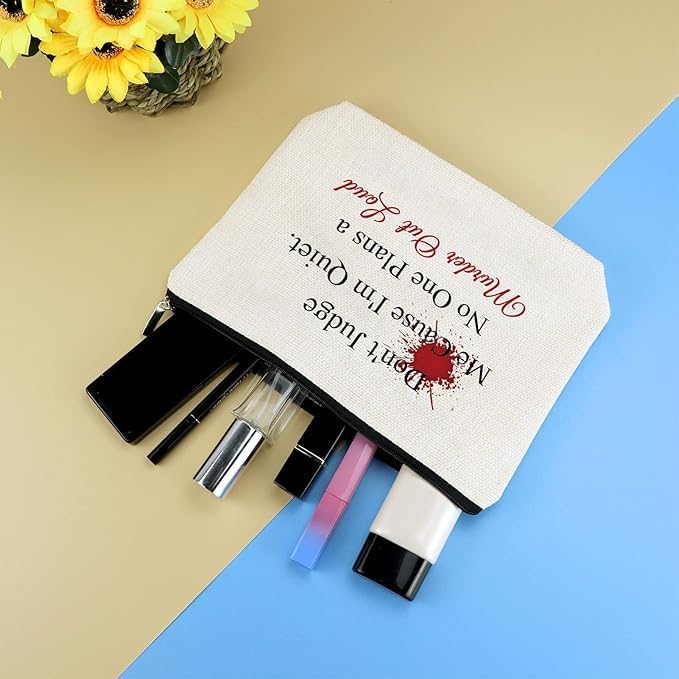 True Crime Gifts For Women Makeup Bag True Crime Lover Fan Junkie Gift Travel Cosmetic Bag Funny Serial Killer Podcast Lovers Horror Quotes Gift Makeup Pouch