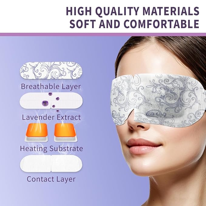 keepitcozi 20 Pack Steam Eye Masks, Heated Eye Disposable Mask for Sleep Dry Eyes Dark Circles Treatment, Home Spa Relaxing Trip Gifts for Women Men