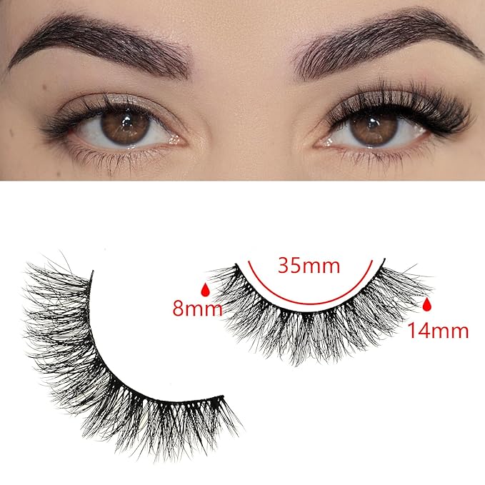FARRED Natural Lashes Short Eyelashes Wispy False Mink Lash Strips 10 Pair Natural Look Fluffy Cat Eye Strip Eyelash Small Fake Lashes Full Pestañas Postizas Sets for MUA and Beginners Daily Makeup