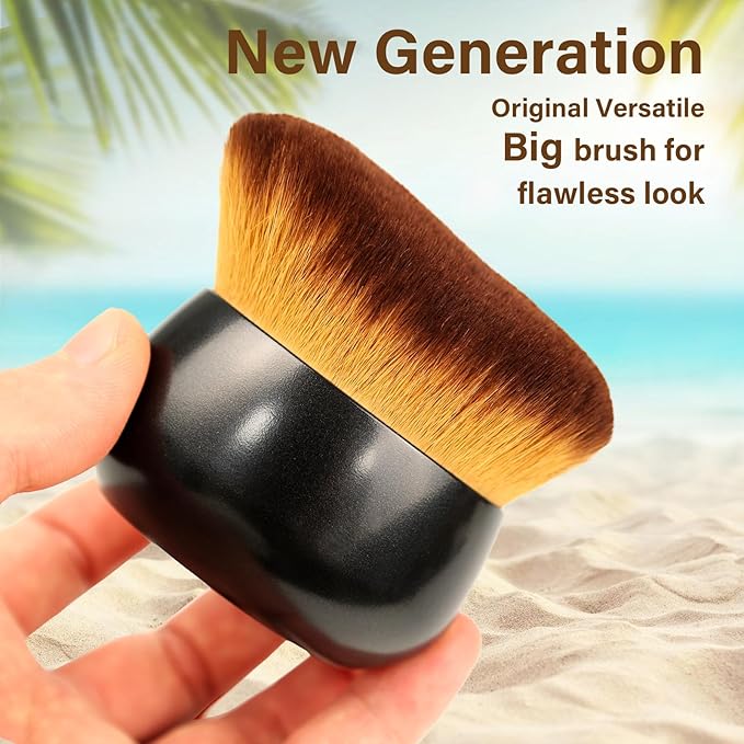 Extra Large Body Makeup Brush For Self Tanner, Leg Makeup &Bronzer Blend,75 mm Wide-headed Kabuki Brush Provides Pretty Application, Face& Back Makeup Brush, Wet& Dry Use, Stocking Stuffers for Women