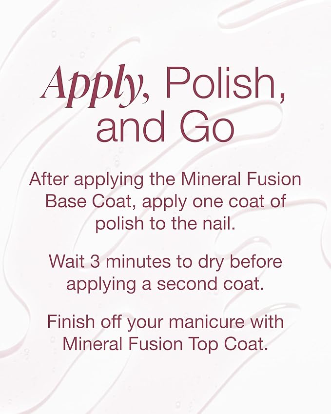 Mineral Fusion Base Coat Nail Treatment - Extend the Length of Manicures - Protect Against Chipping, Peeling Nail Polish - Long Lasting, Nail Strengthener - Vegan, No Harsh Ingredients - 0.33 Fl Oz