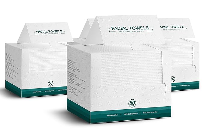 Face Towels,Facial Towels,200Ct Disposable Face Towel,10"x12"Face Cloths,Makeup Remover Face Towelettes Disposable,Disposable Face Cloths for Sensitive Skin,Biodegradable Dry Wipes