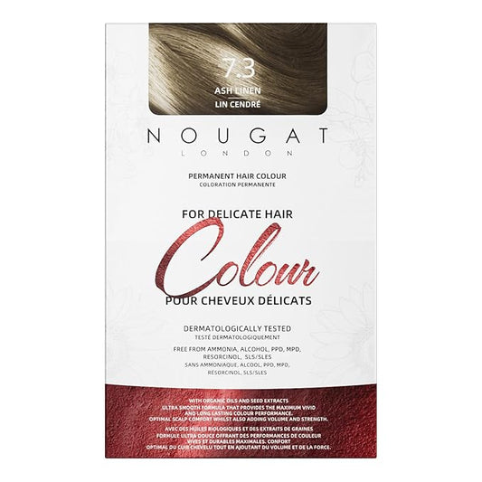 NOUGAT Ash Linen Permanent Hair Color Kit - 100% Gray Coverage, Ammonia Free & PPD Free for Sensitive Scalp - 3-in-1 Color, Repair & Nourish System with Anti-Aging Hair Mask & Essence
