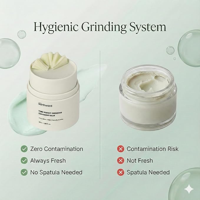 EARTHWARD Pore Perfect Grinding Cleansing Balm I Korean gentle make up remover I excellent for eye makeup I waterproof makeup I pore cleansing I blackheads I oil control
