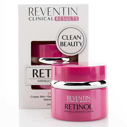 Clinical Results Retinol Wrinkle Rewind Anti Aging Face Lotion Moisturizer For Wrinkles, Age Spots, & Dry Skin - Retinol Night Cream with Aloe Vera, Vitamin E, & Niacinamide, 1.5 Fl Oz
