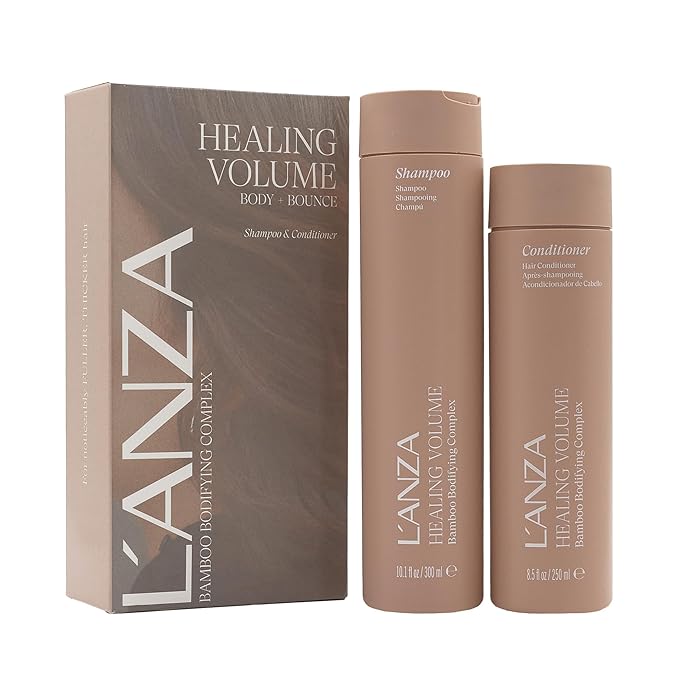 L'ANZA Healing Volume Hair Thickening Shampoo & Conditioner Set, Volumizing, Boosts Body, Lightweight Cleanse, Adds Fullness, Color Safe, Anti-Frizz Anti-Humidity, Sulfate Free, Hair Care Kit