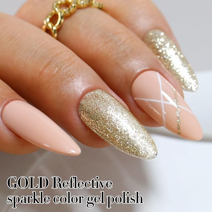 Double Rhythm 15ML Glitter Gel Polish Shimmer Reflective Holographic Color Magnetic for Nail Art Salon DIY at Home (B1122)