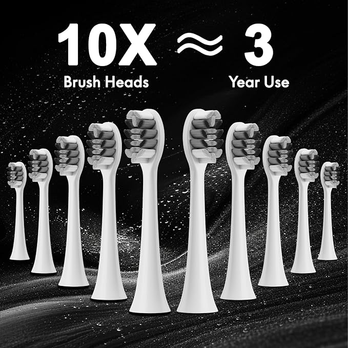 Diamond Style - Electric Toothbrush, 10 Brush Heads & Travel Case, 42,000 VPM Electric Motor & Wireless Charging, 15 Modes with Smart Timer, Ultra Whitening Toothbrush for Adults and Kids