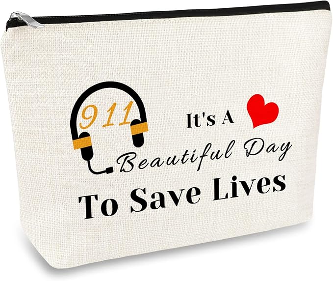 911 Operator Gift Makeup Bag Dispatcher Appreciation Gifts EMT Emergency Dispatcher Gifts Cosmetic Bag Pouch 911 Operator Thank You Gift Dispatcher Retirement Gift Birthday Christmas Thanksgiving Gift