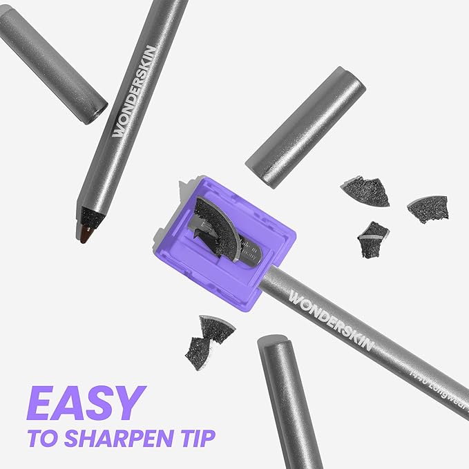 Wonderskin Eyeliner Pencil, 1440 Longwear Blue Purple Eyeliner Pencil - Waterproof, Sharpenable & Smudge Proof