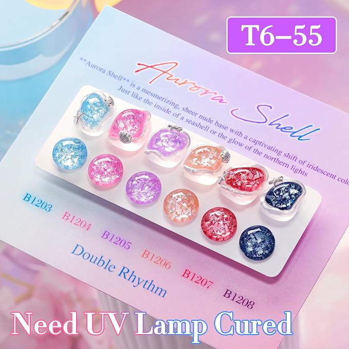 Double Rhythm 0.5Oz Glitter Gel Polish Same Color Same Bollte Shimmer Reflective Color for Nail Art Salon DIY Soak Off 15ml Nail Lamp Gel Polish at Home (Shell Purple-B1205)